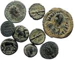 Oudheid. Lot of 9 AE coins, including Late Roman bronzes