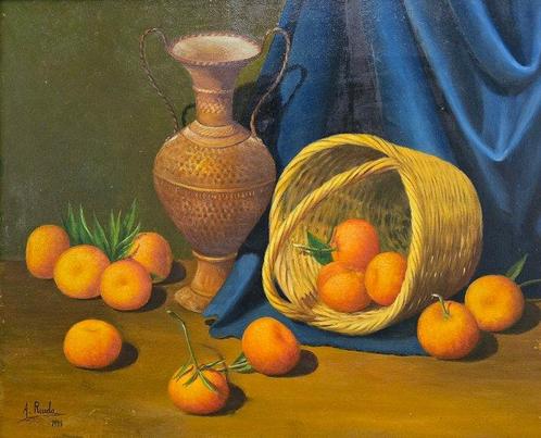 École Européenne (XX) - Léclat des oranges, Antiquités & Art, Art | Peinture | Classique