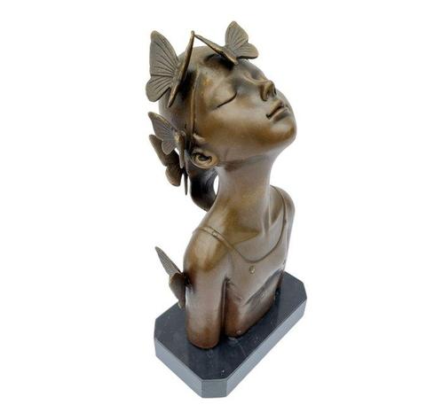sculptuur, Butterfly girl - 30 cm - Brons, Marmer, Antiek en Kunst, Kunst | Designobjecten