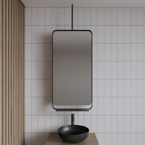 Spiegel Gliss Astra 100x50 Cm Mat Zwart Met Planchet En, Doe-het-zelf en Bouw, Sanitair, Bad, Nieuw, Ophalen of Verzenden