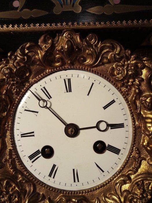 Pendule portique - Samuel Marti - Bronze, Émail, Laiton,, Antiquités & Art, Antiquités | Horloges