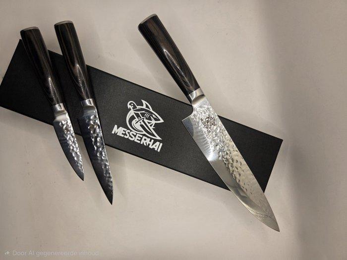 Messerhai - Tanoshi - Keukenmes - 3-delige professionele, Antiek en Kunst, Antiek | Keukengerei