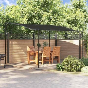 vidaXL Luifel 4x3 m 180 g/m² stof en staal antracietkleurig, Verzenden