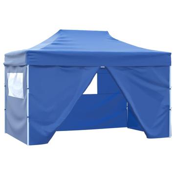 vidaXL Vouwtent pop-up met 4 zijwanden 3x4,5 m blauw, Verzenden