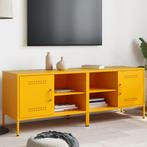vidaXL Tv-meubelen 2 st 68x39x50,5 cm staal mosterdgeel, Huis en Inrichting, Kasten |Televisiemeubels, Verzenden, Nieuw