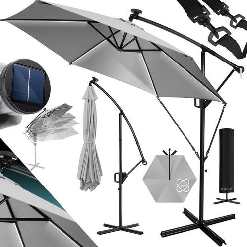 KESSER® Zweefparasol met voet - LED - Ø3m - 360° Draaibaar, Huis en Inrichting, Woonaccessoires | Overige, Verzenden