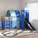 vidaXL Stapelbed met glijbaan en gordijnen blauw 90x190 cm, Verzenden, Nieuw