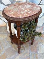 Middentafel - hout/marmer - Antiek gueridon-tafeltje