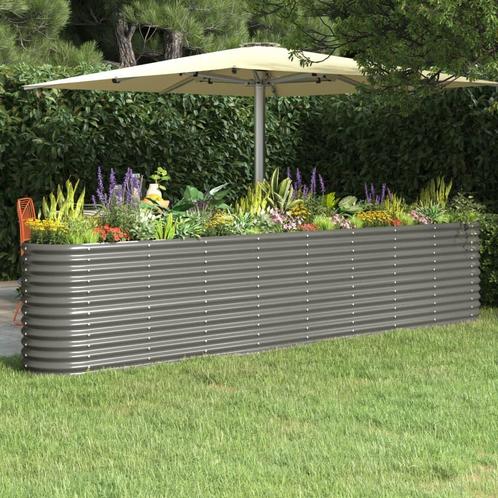 vidaXL Plantenbak 332x40x68 cm gepoedercoat staal grijs, Jardin & Terrasse, Pots de fleurs, Envoi