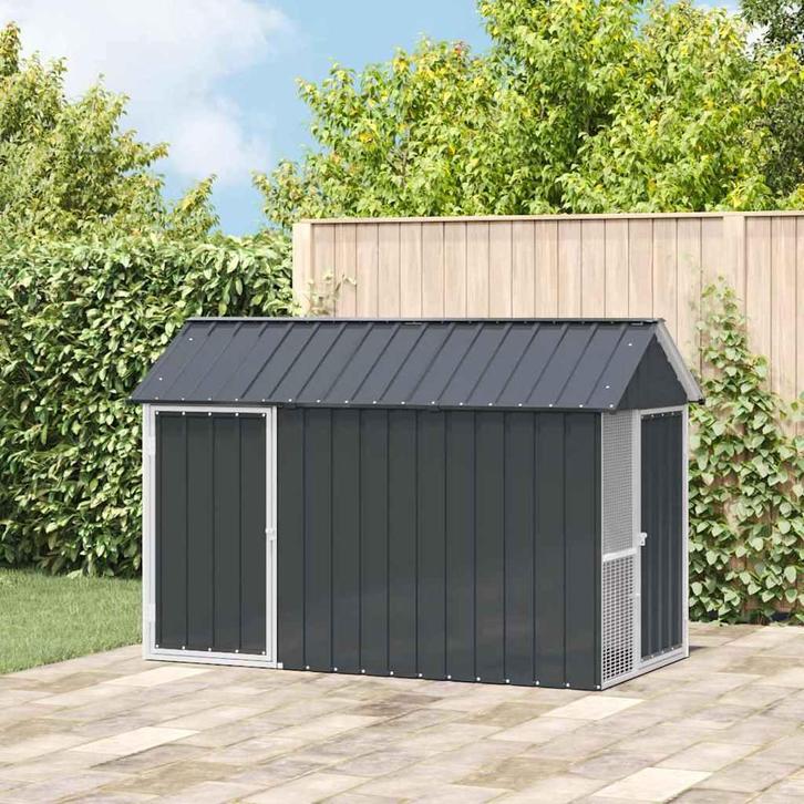 vidaXL Vogelkooi Antraciet 215 x 112 x 141 cm Gegalvaniseerd, Dieren en Toebehoren, Vogels | Toebehoren, Nieuw, Verzenden