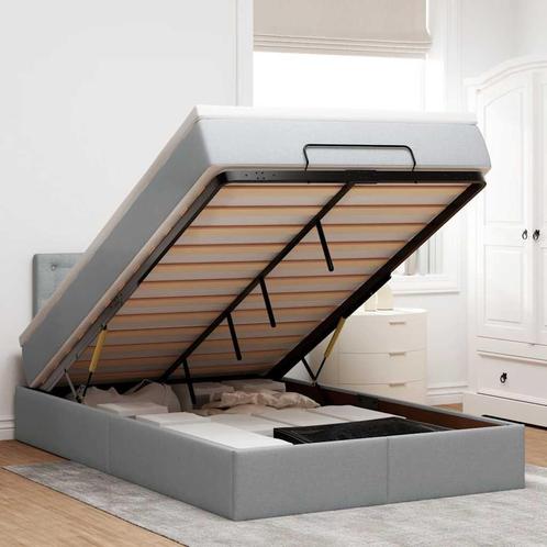 vidaXL Bed met matras 120x190 cm stof lichtgrijs, Huis en Inrichting, Slaapkamer | Bedden, Nieuw, Verzenden