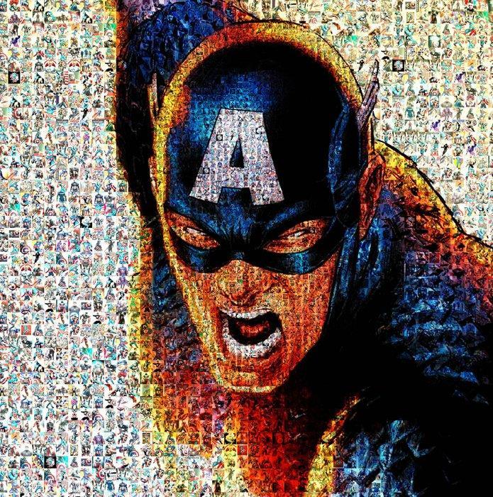 David Law - Crypto Captain America V - Format XL 60x60, Antiek en Kunst, Kunst | Designobjecten