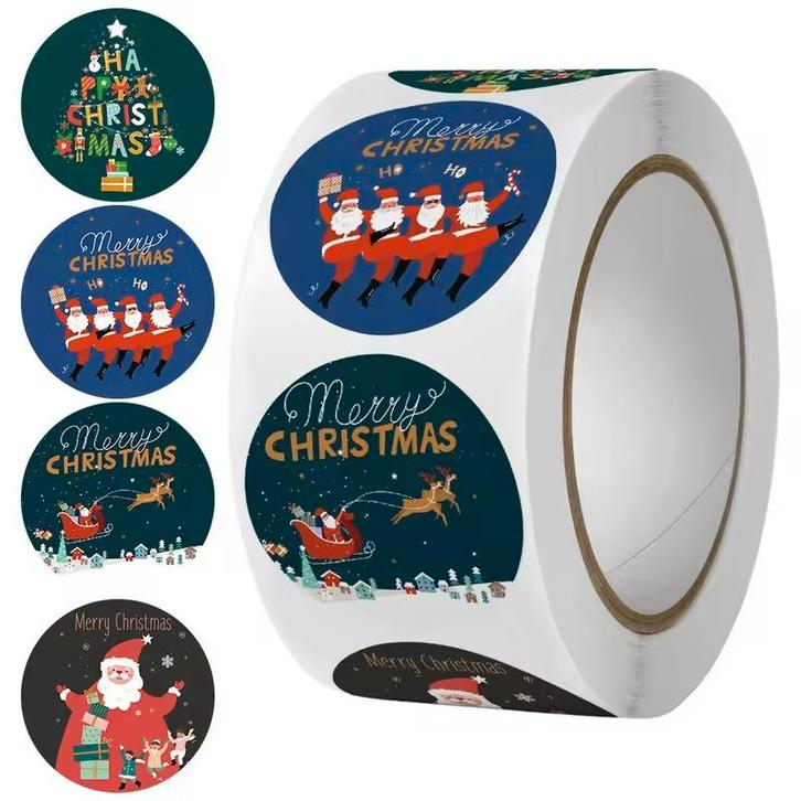 500 Kerst Stickers Op Rol - 2.5cm - Kerststickers -, Hobby en Vrije tijd, Stickers en Plaatjes, Verzenden
