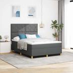 vidaXL Boxspring Bed met Matras & LED Donkergrijs 140x200 cm, Huis en Inrichting, Slaapkamer | Bedden, Verzenden, Nieuw