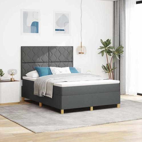 vidaXL Boxspring bed met matras Donkergrijs 140 x 200 cm, Huis en Inrichting, Slaapkamer | Bedden, Nieuw, Verzenden