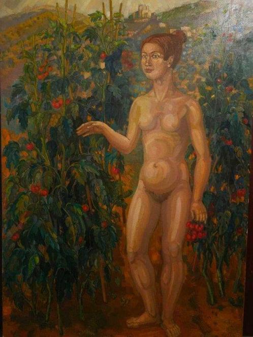 École européenne (XX) - Eva en el Edén - NO RESERVE, Antiek en Kunst, Kunst | Schilderijen | Klassiek