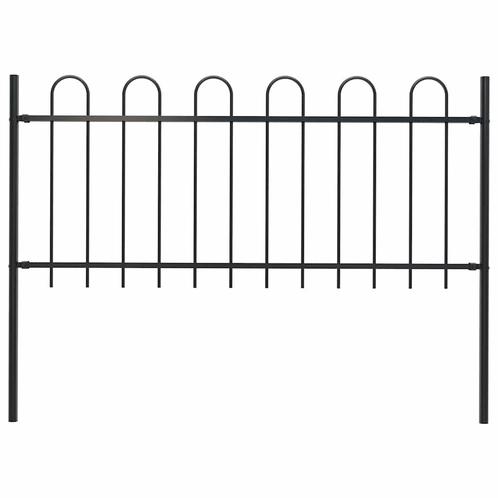 vidaXL Tuinhek met ringtop staal 181x80 cm zwart, Tuin en Terras, Tuinhekken en Hekwerk, Nieuw, Verzenden