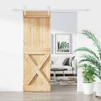 vidaXL Schuifdeur met beslag 80x210 cm massief grenenhout, Doe-het-zelf en Bouw, Deuren en Vliegenramen, Verzenden, Nieuw