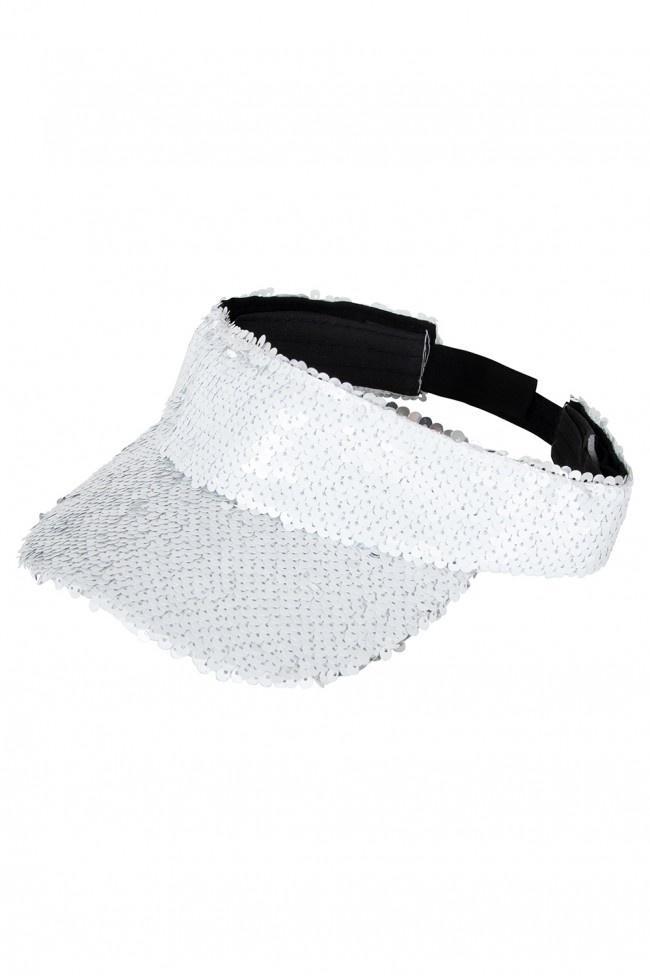 Zonneklep Met Pailletten Wit, Hobby en Vrije tijd, Feestartikelen, Nieuw, Verzenden