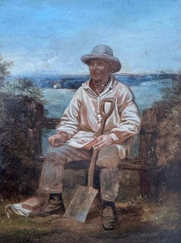 Barbizon School (XIX) - Peasant Farmer Taking a Break