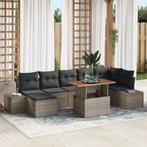 vidaXL 8-delige tuinset met kussens in grijs poly rattan en, Tuin en Terras, Verzenden, Nieuw