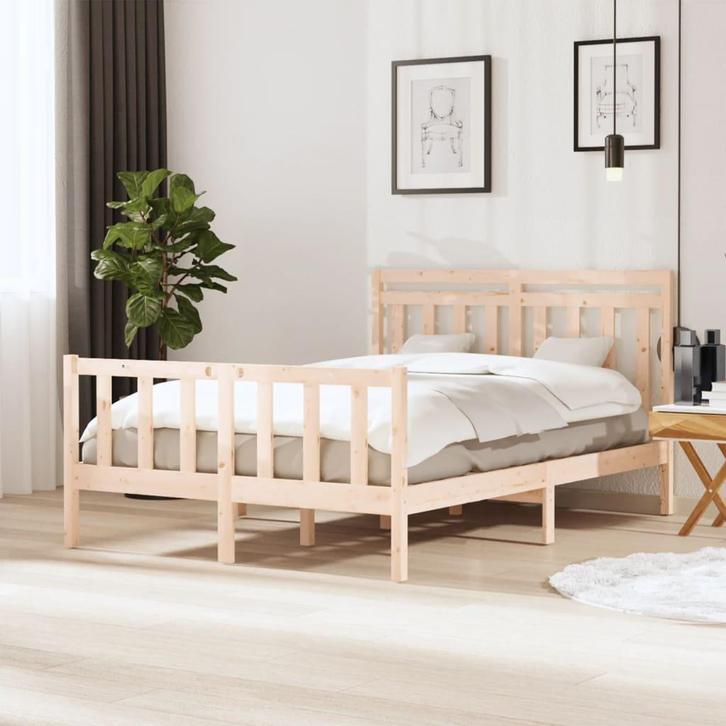 vidaXL Bedframe massief hout 140x200 cm, Huis en Inrichting, Slaapkamer | Bedden, Nieuw, Verzenden