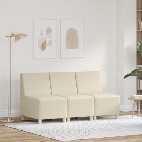 vidaXL Sofa Stoelen 3 pcs Crème 55 x 74 x 82 cm Kunstleer, Huis en Inrichting, Zetels | Zetels, Nieuw, Verzenden