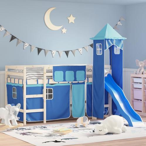 vidaXL Gordijnen voor hoogslaper met toren polyester blauw, Huis en Inrichting, Slaapkamer | Bedden, Nieuw, Verzenden