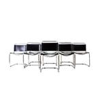 Set Of 8 Black Leather B33 Chairs By Marcel Breuer
