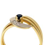 Ring - 18 karaat Geel goud, Witgoud - 0.20ct. tw. Saffier -, Handtassen en Accessoires, Ringen, Nieuw