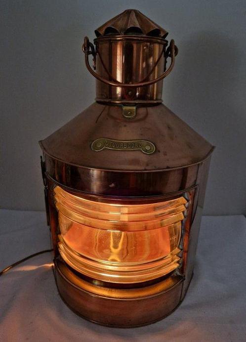 Starboard lamp - stuurboord - Glas, Koper, Messing, Antiek en Kunst, Curiosa en Brocante