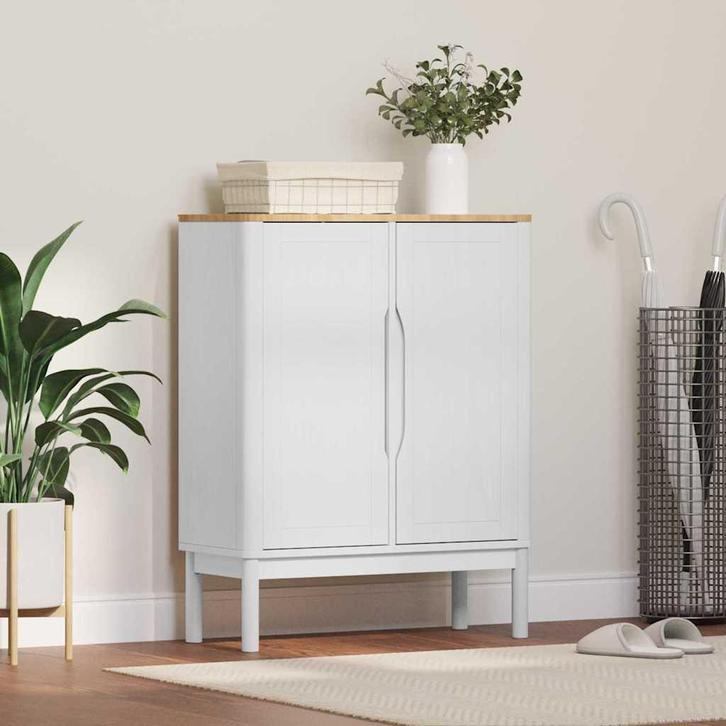 vidaXL Dressoir FLORO Wit 70 x 30 x 70,5 cm Massief, Huis en Inrichting, Kasten | Dressoirs, Nieuw, Verzenden