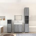 vidaXL 4-delige Badkamermeubelset bewerkt hout grijs sonoma, Huis en Inrichting, Badkamer | Badkamermeubels, Verzenden, Nieuw