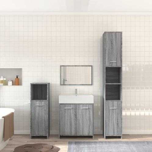vidaXL 4-delige Badkamermeubelset bewerkt hout grijs sonoma, Huis en Inrichting, Badkamer | Badkamermeubels, Nieuw, Verzenden