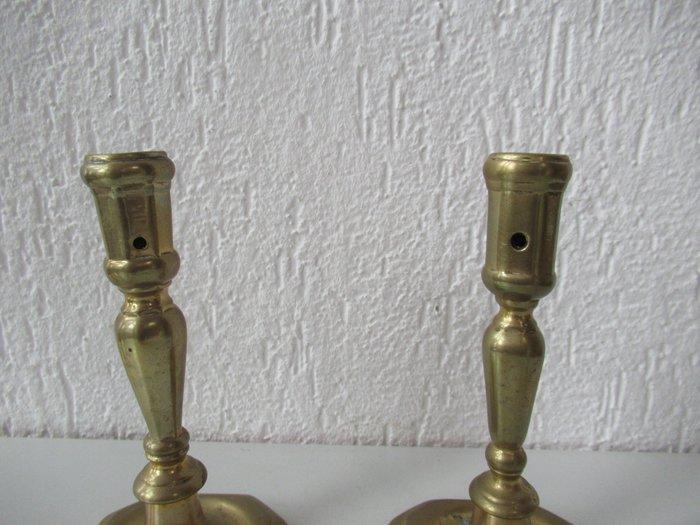 Kandelaar 2 Antieke messing kandelaars (2) - Messing, Antiek en Kunst, Antiek | Overige Antiek