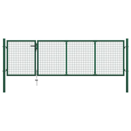 vidaXL Poort 350x100 cm staal groen, Tuin en Terras, Tuinpoorten, Nieuw, Verzenden