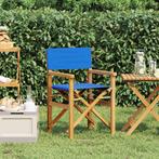 vidaXL Regisseursstoel inklapbaar massief teakhout blauw, Tuin en Terras, Verzenden, Nieuw