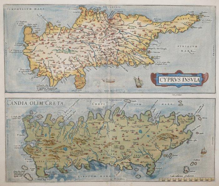 Griekenland - Cyprus and Crete; Ortelius - Cyprus Insula;, Livres, Atlas & Cartes géographiques