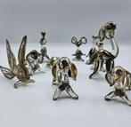 Beeldje, Glazen figuurtje met zilver verwerkt - 5 cm - Glas,