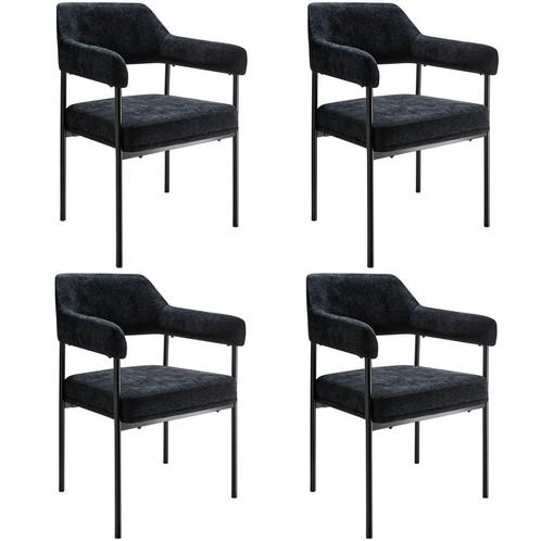 tectake Eetkamerstoel Doé, gestoffeerd, stalen poten - Gewev, Huis en Inrichting, Stoelen, Verzenden