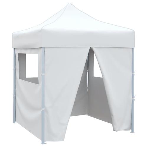 vidaXL Partytent met 4 zijwanden inklapbaar 2x2 m staal wit, Tuin en Terras, Partytenten, Nieuw, Verzenden