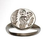 Byzantijns Zilver Ring van Maagdelijke Maria en Kind
