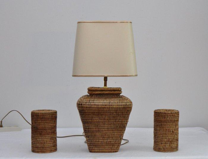 Tafellamp (3) - Rattan - Lamp en kandelaar, Antiek en Kunst, Curiosa en Brocante