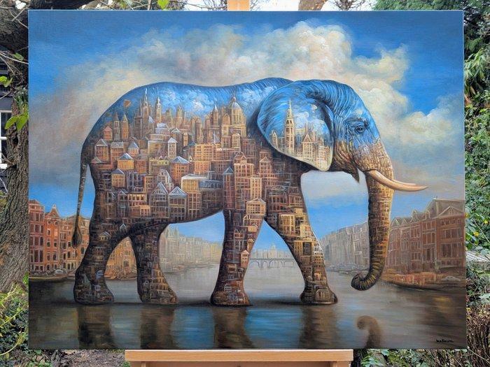 Wilhem von Kalisz - This is not an Elephant (XL size), Antiek en Kunst, Kunst | Schilderijen | Modern