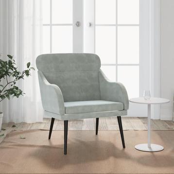 vidaXL Fauteuil 63x76x80 cm fluweel lichtgrijs, Huis en Inrichting, Fauteuils, Verzenden, Nieuw