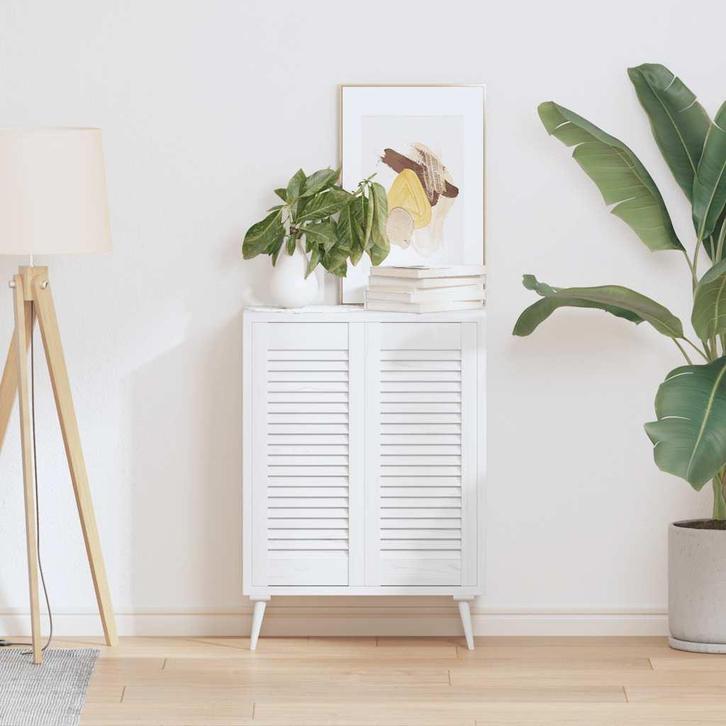 vidaXL Kastdeuren louvre design 2 st 69x29,5 cm wit, Doe-het-zelf en Bouw, Hang- en Sluitwerk, Nieuw, Verzenden