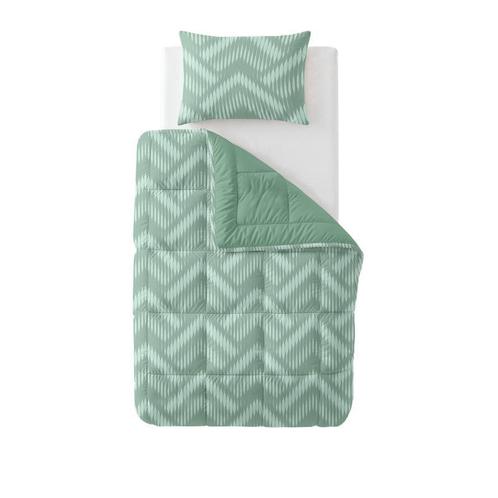Lazy all-in-one dekbed - groen - 140 x 200 cm | 1-persoons, Huis en Inrichting, Slaapkamer | Beddengoed, Groen, Nieuw, Verzenden