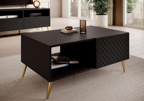 Meubella Salontafel Tadeo zwart goud 100 cm, Huis en Inrichting, Tafels | Salontafels, Nieuw, 50 tot 100 cm, Minder dan 50 cm