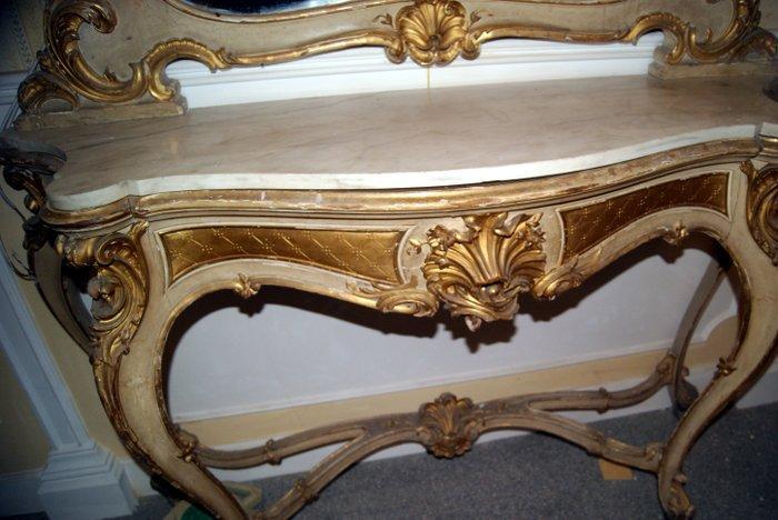 Mobile siciliano Consol con specchiera (370 cm.) - Wandtafel, Antiek en Kunst, Antiek | Overige Antiek
