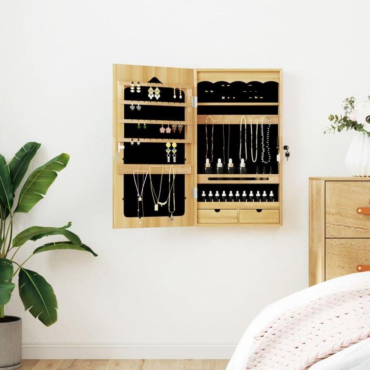 vidaXL Sieradenkast met spiegel wandgemonteerd 37,5x10x67 cm, Huis en Inrichting, Woonaccessoires | Spiegels, Nieuw, Verzenden